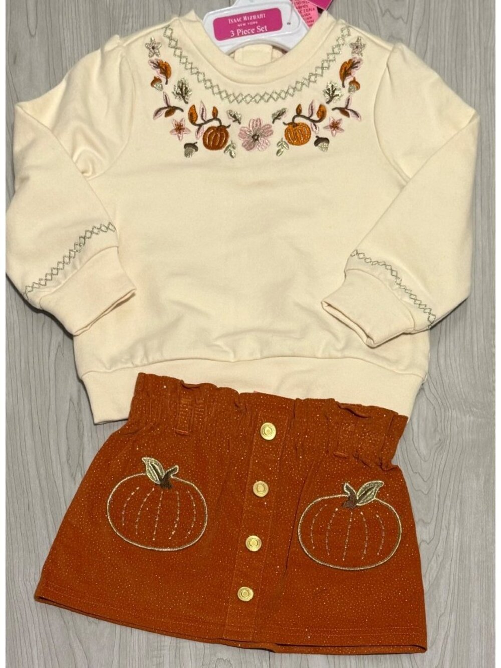 Isaac Mizrahi 24m NWT orange skirt embroidered shirt Halloween Pumpkin Holiday